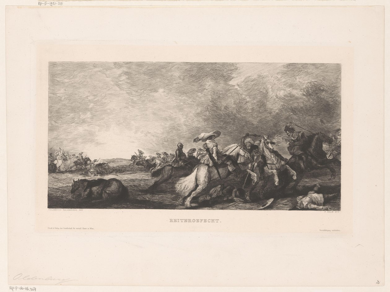 binicilik dövüşü Reitergefecht (nesne üzerindeki başlık) by Peter von Halm