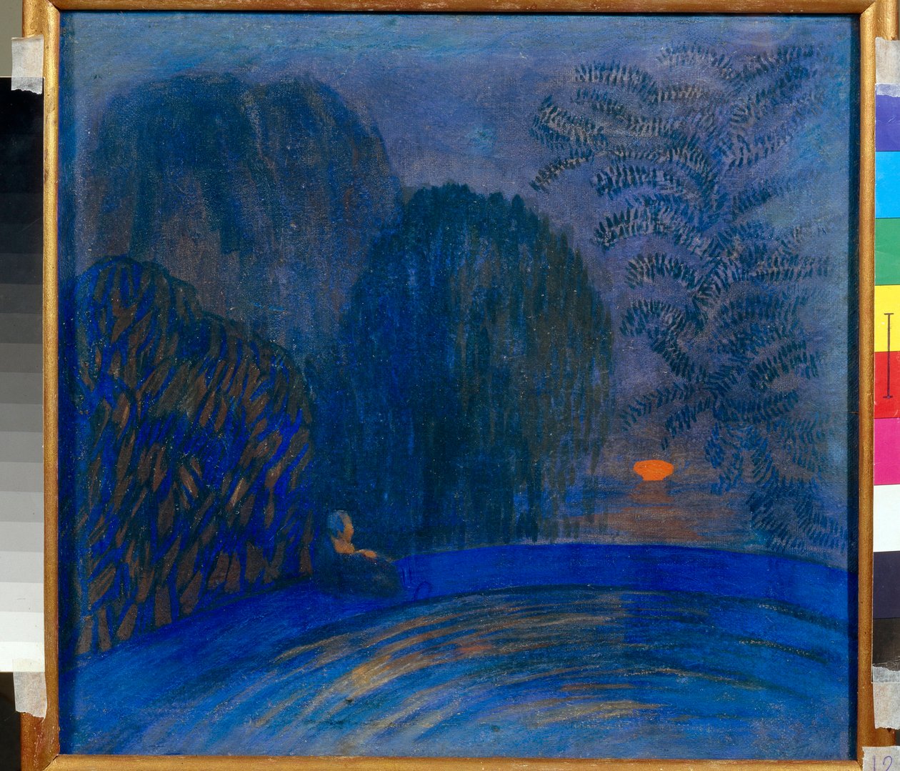 ""Ay motifi"" Ay manzarası Tablo Pyotr Savvich Utkin (1877-1934) 1906 Soluk 46x44 cm Tuval üzerine tempera Özel Koleksiyon by Petr Savvic Utkin