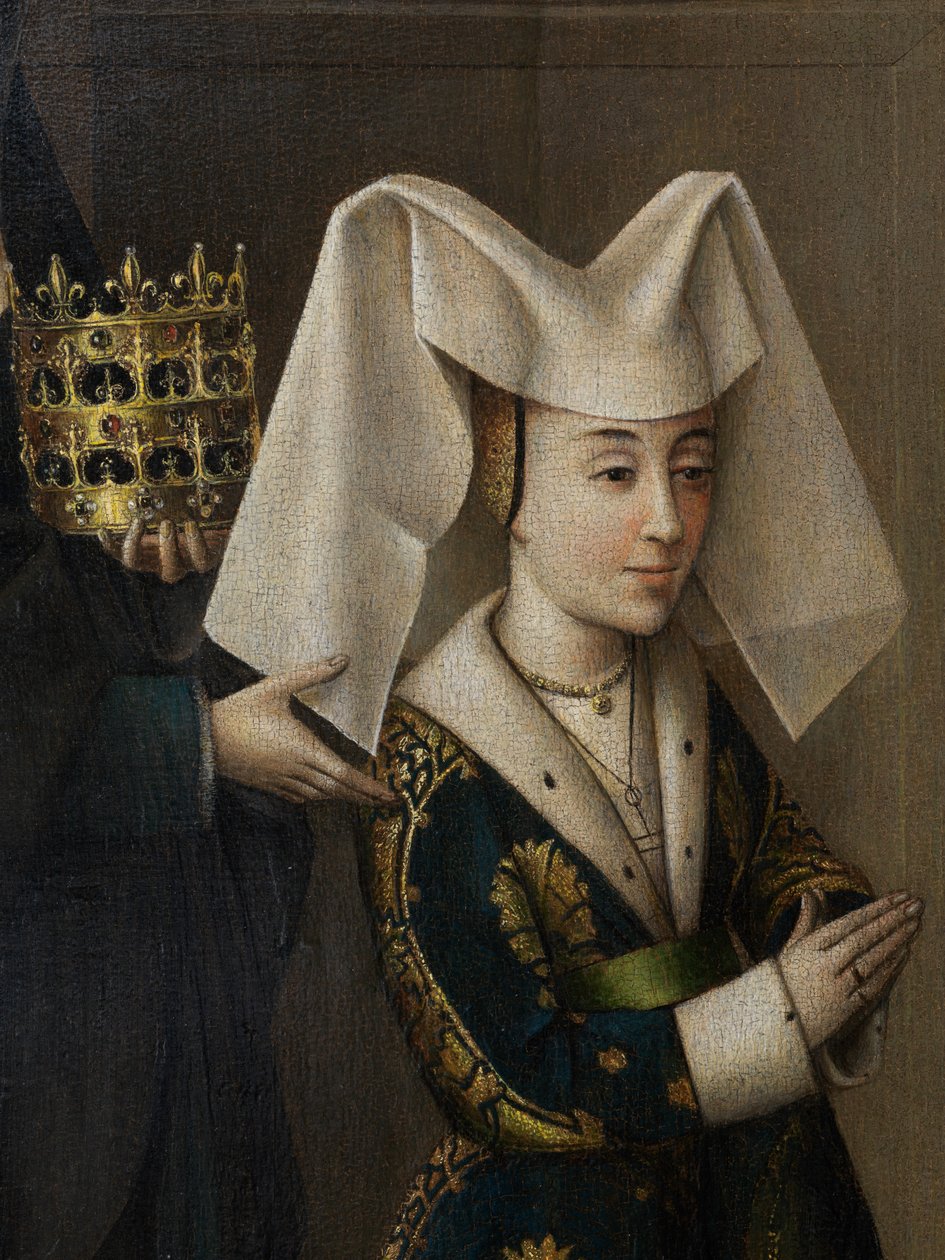 Portekizli Isabella ve St. Elizabeth'in detayı, c.1457-60 (tuval üzerine yağlı boya) by Petrus Christus