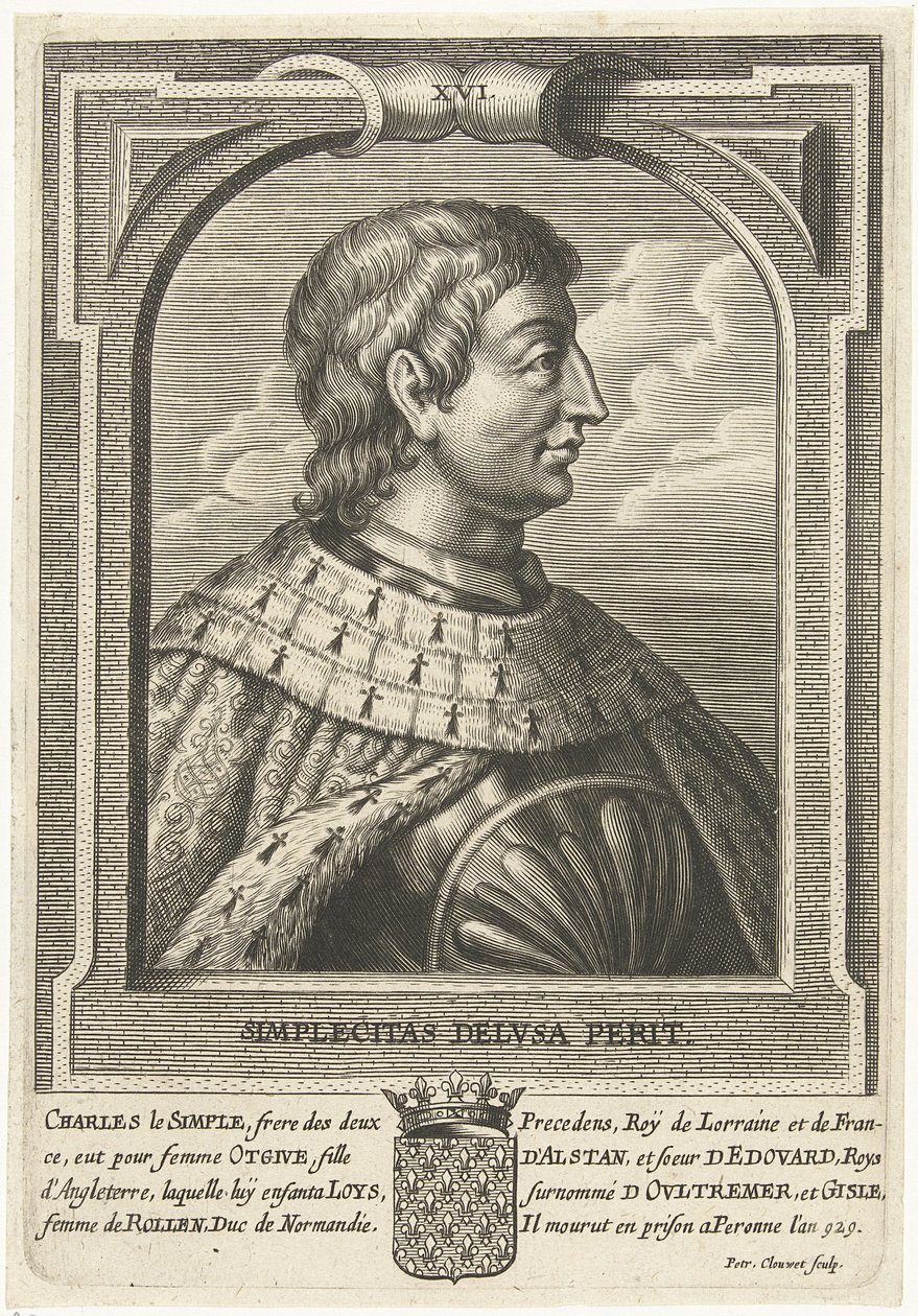 Basit Charles III, Batı Francia Kralı by Petrus Clouwet