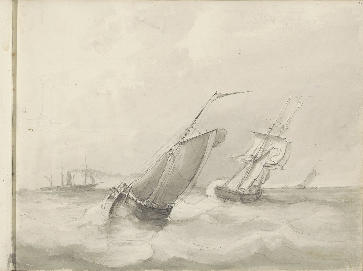 Denizde yelkenli gemiler by Petrus Johannes Schotel (circle of)