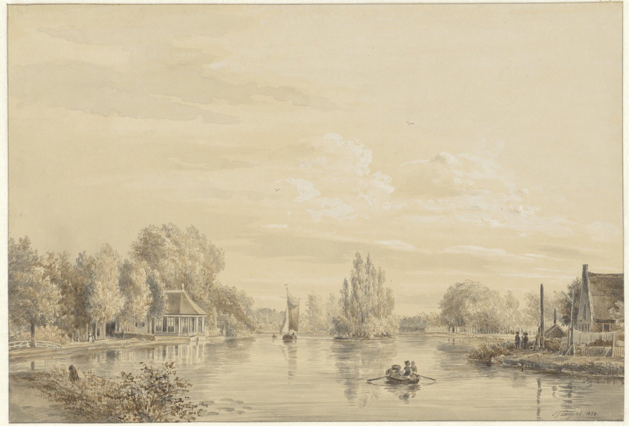 Vecht'ten Hofstede Slotzigt'e bakış by Petrus Josephus Lutgers
