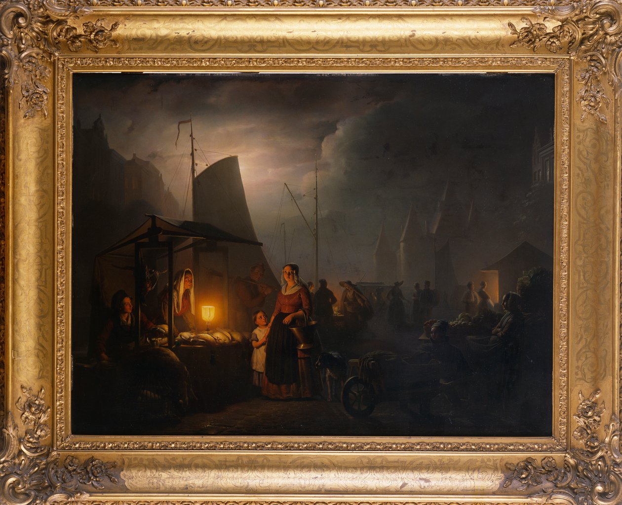Gece Pazar Meydanı, Brüksel, 1870 by Petrus van Schendel