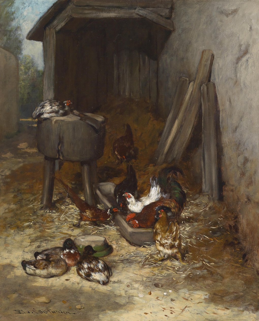 ahırdaki tavuklar by Philibert Leon Couturier