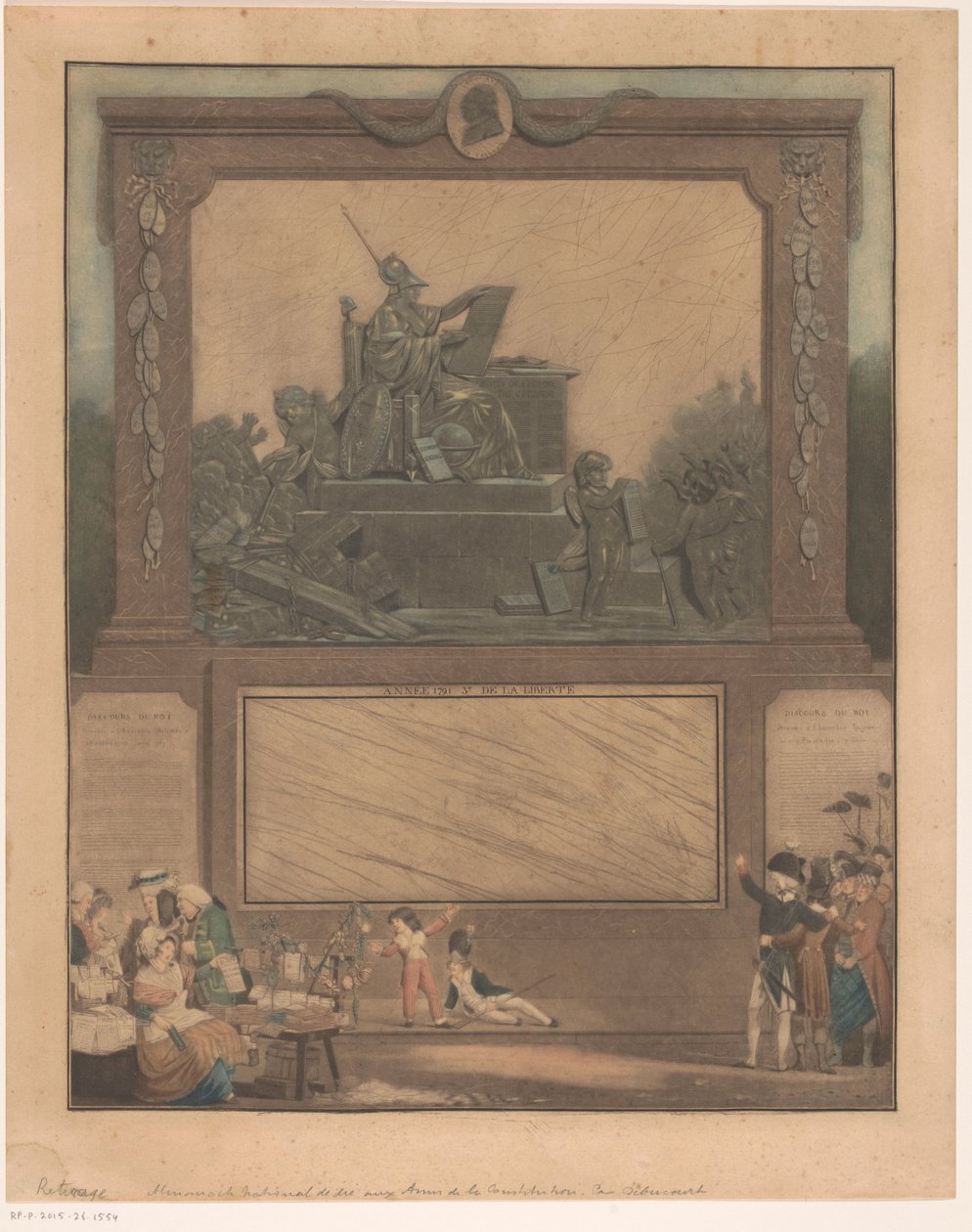 Allegorie op de Franse grondwet van 1791 Ulusal Almanak, anayasanın dostlarına adanmış by Philibert Louis Debucourt