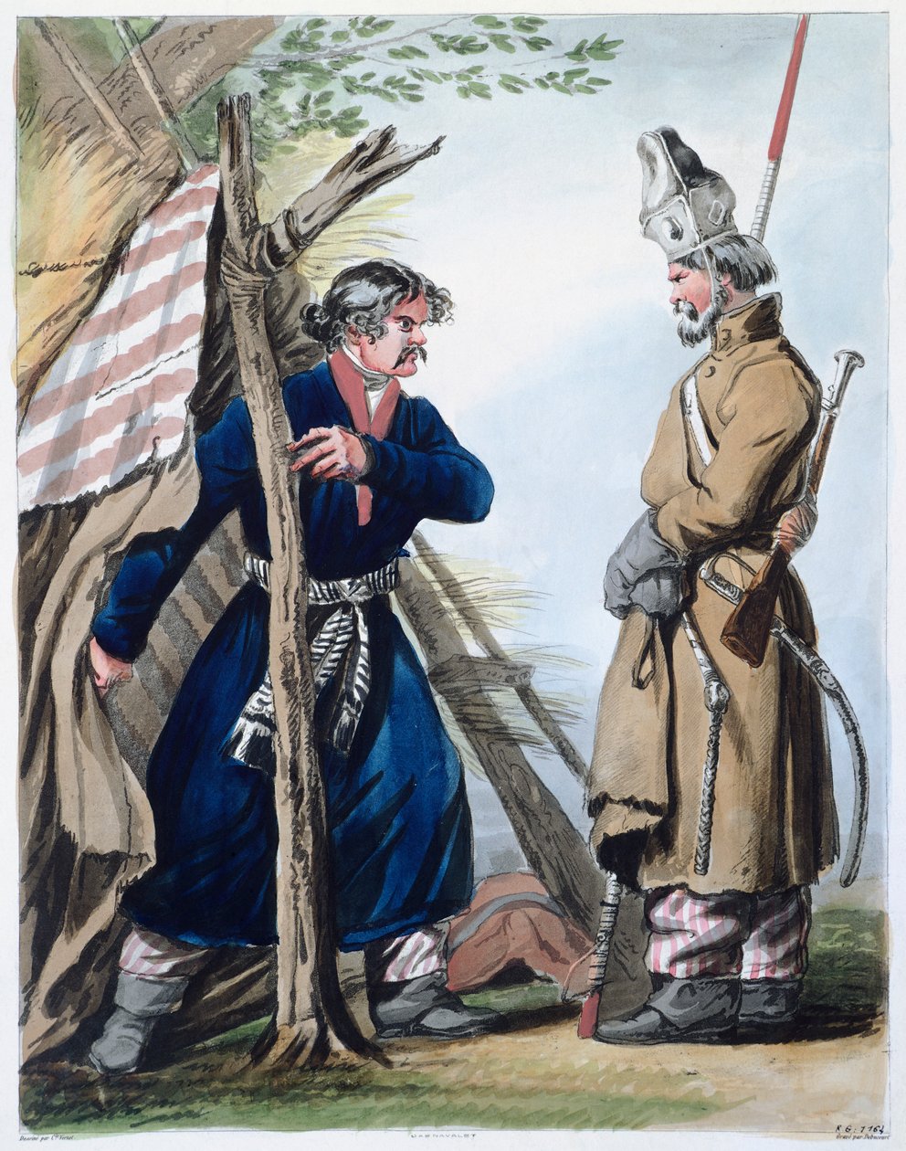 Bivouac kazak, Louis-Philibert Debucourt Rusya 18. yüzyıl Yazdır by Philibert Louis Debucourt