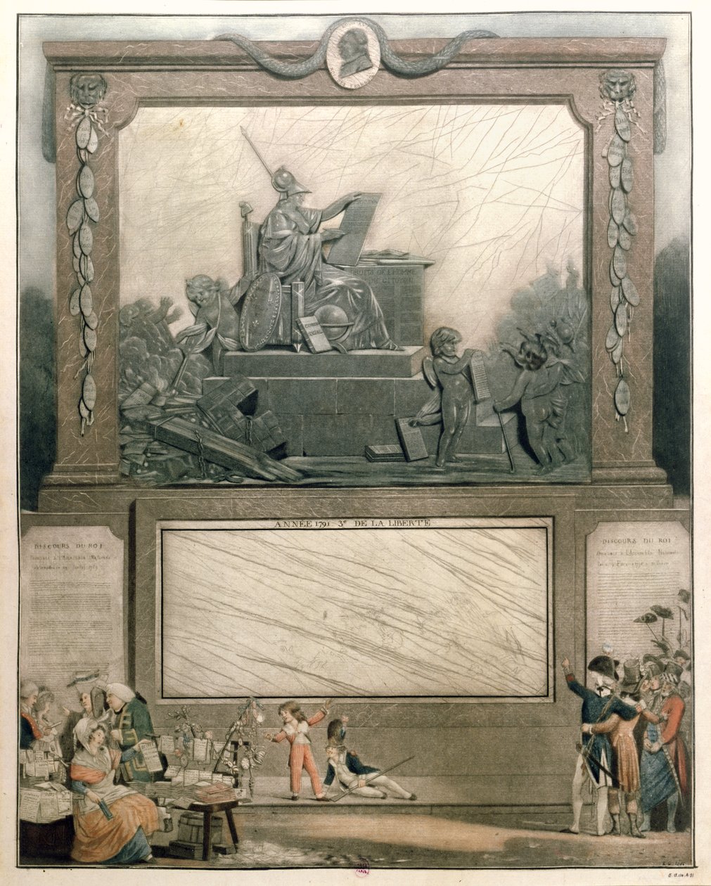 1791 Ulusal Almanach, Anayasa Dostlarına adanmış, 1790 (renkli aquatint) (ayrıntılar için bkz. 485200) by Philibert Louis Debucourt