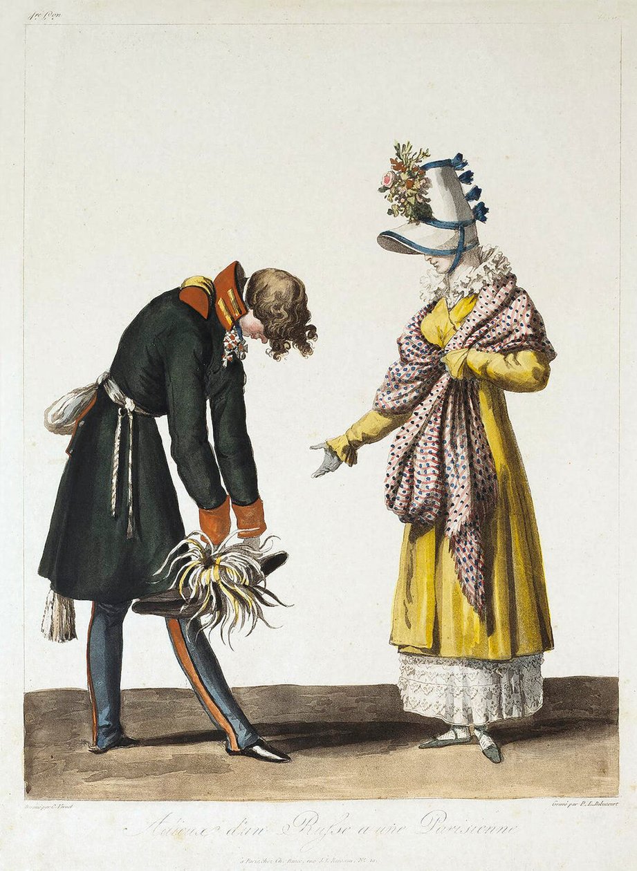 Bir Rus Subayın Parisli Bir Kadınla Ayrılması, 1816. by Philibert-Louis Debucourt