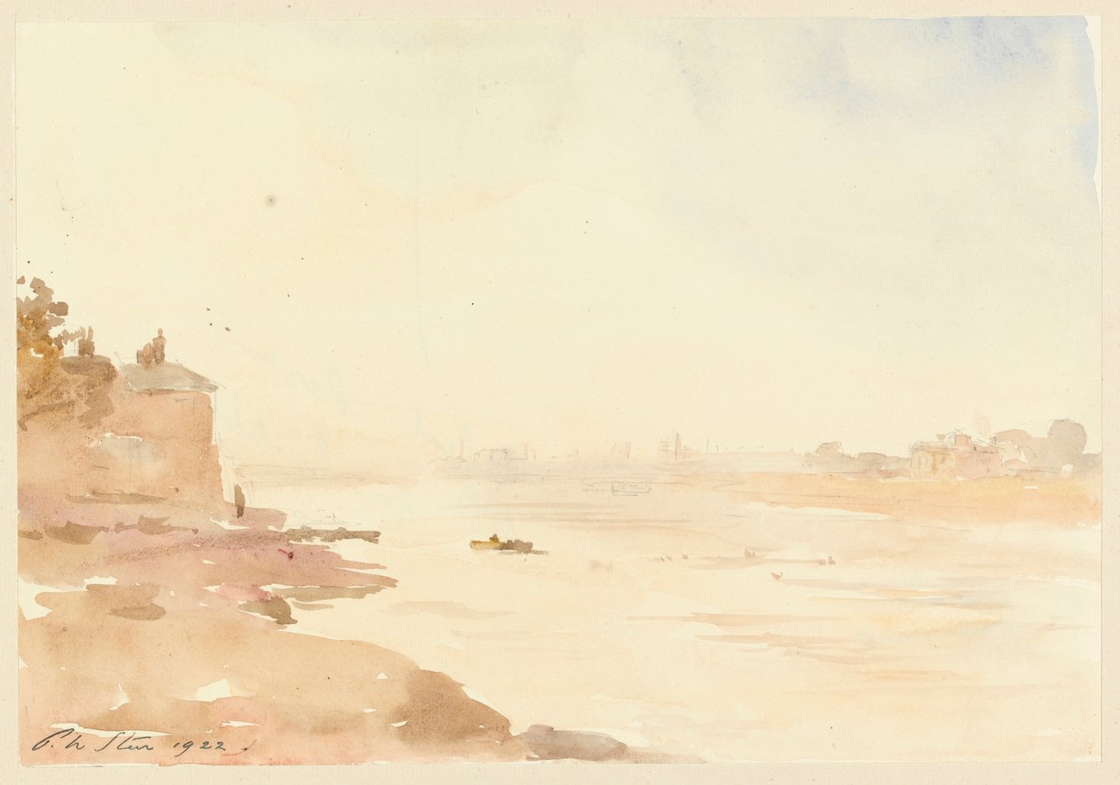 Akşam - nehir sahnesi, 1922 (kağıt üzerinde grafit üzerinde wc) by Philip Wilson Steer