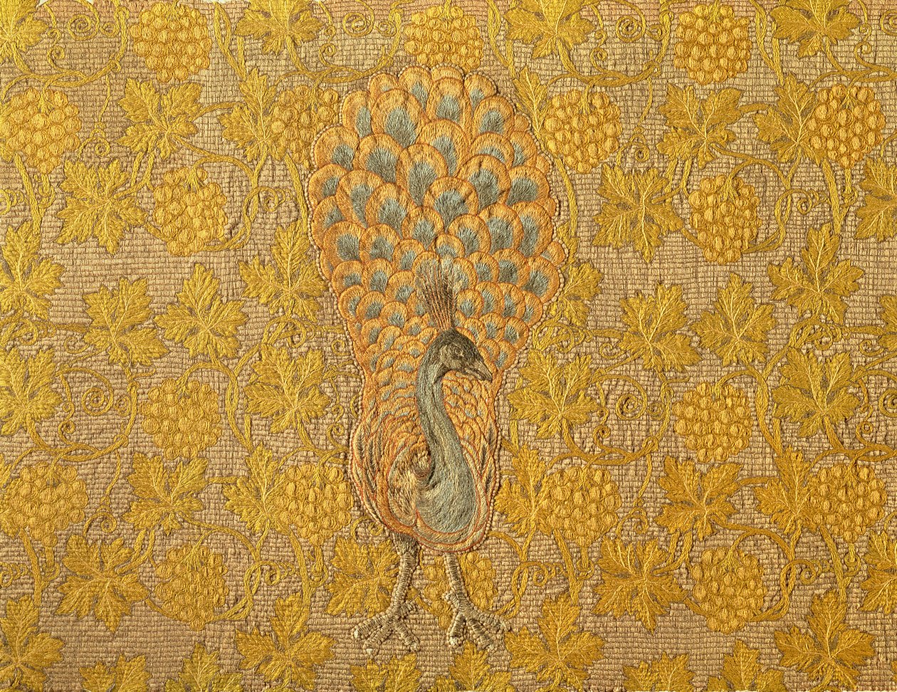 Peacock and Vine, c.1880-1900 (keten üzerine yün) by Philip Richard Morris