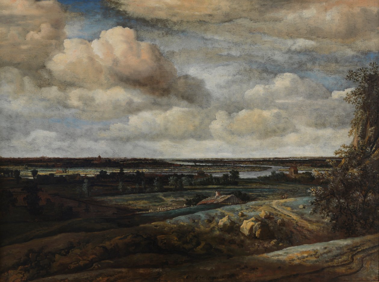 Bir nehir ile Hollanda panoramik manzara by Philip de Koninck