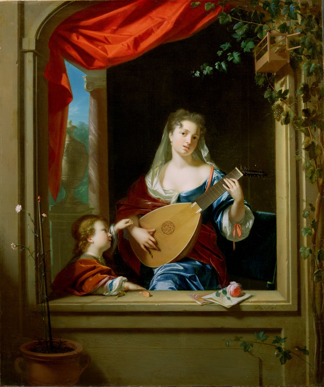 Pencerede Ud Çalan Zarif Bayan (panel) by Philip van Dyck