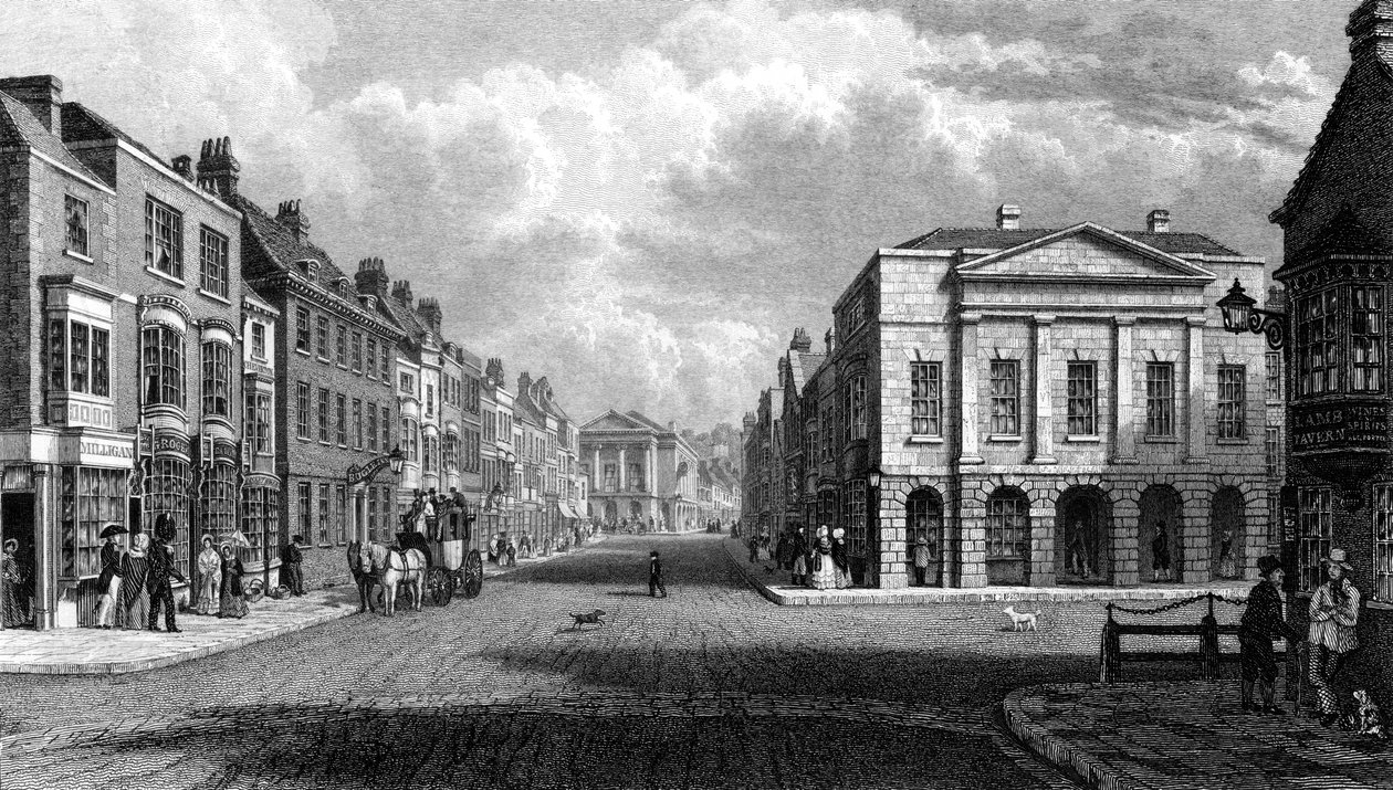High Street, Newport, Wight Adası, 1844. by Philip Brannon