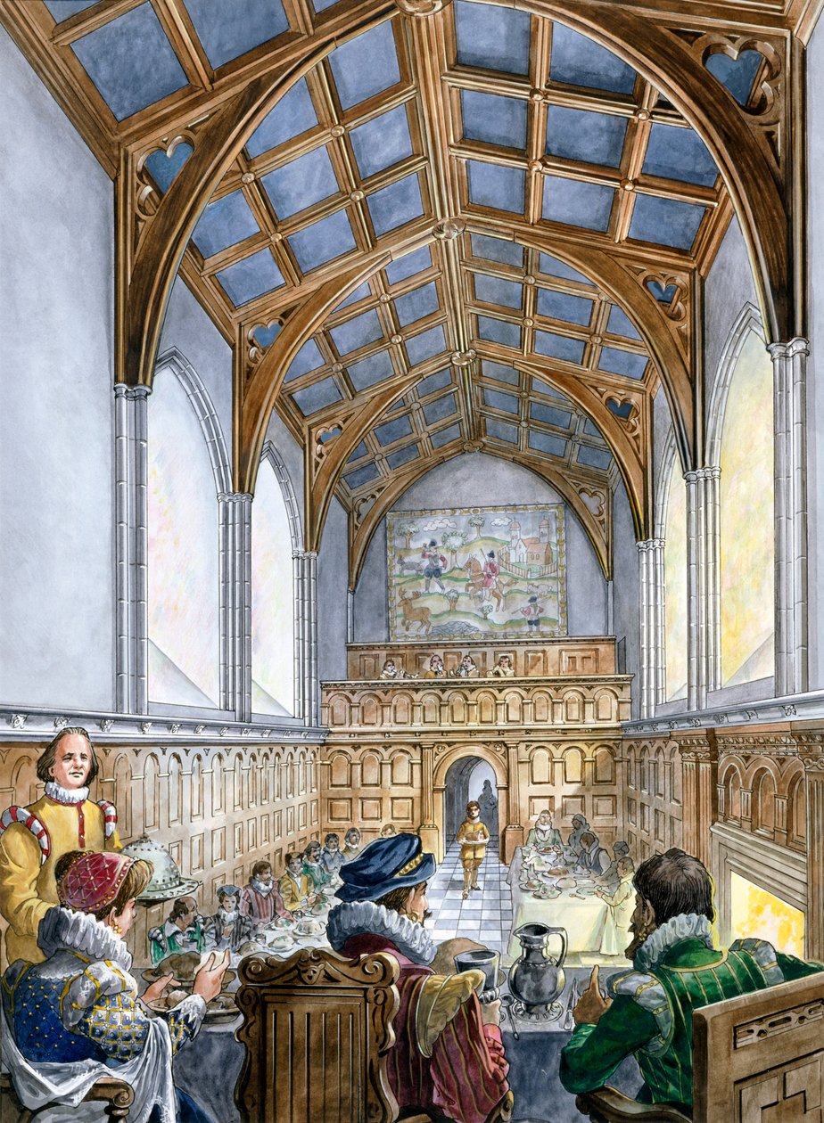Büyük Salon, Eski Wardour Kalesi, 16. yüzyıl c1995-c1999. by Philip Corke