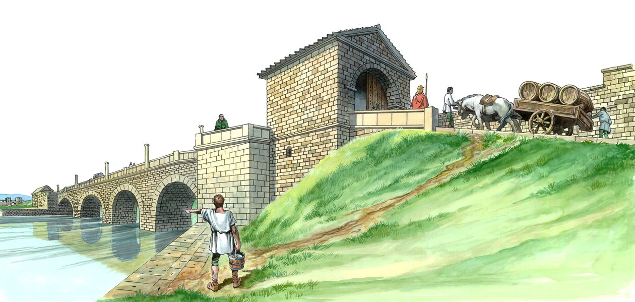 Hadrian Duvarı Chesters Köprüsü Abutmenti, c2. yüzyıl, 1990-2010 by Philip Corke