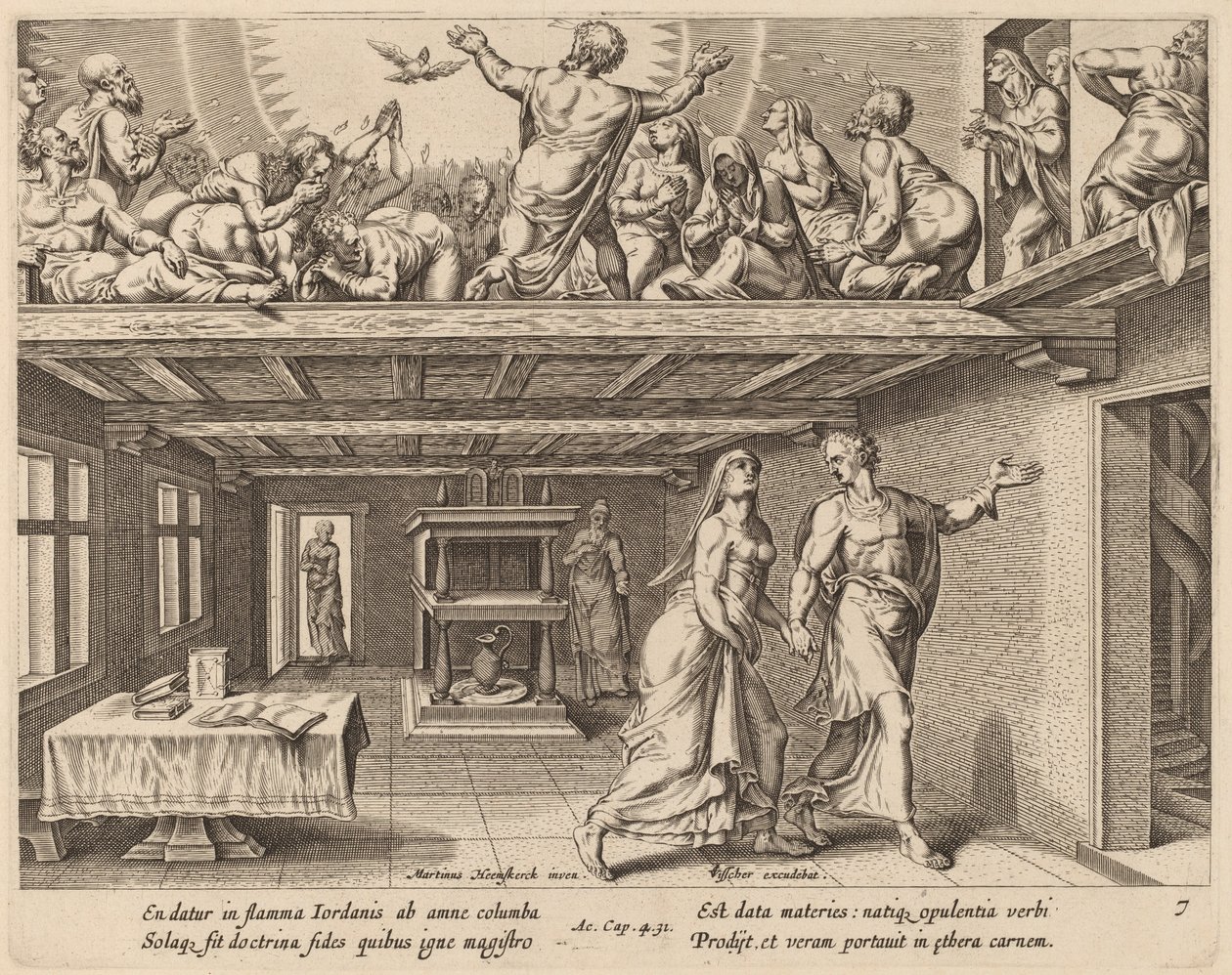 Ve Hepsi Kutsal Ruh ile Doluydu by Philip Galle after Maerten van Heemskerck