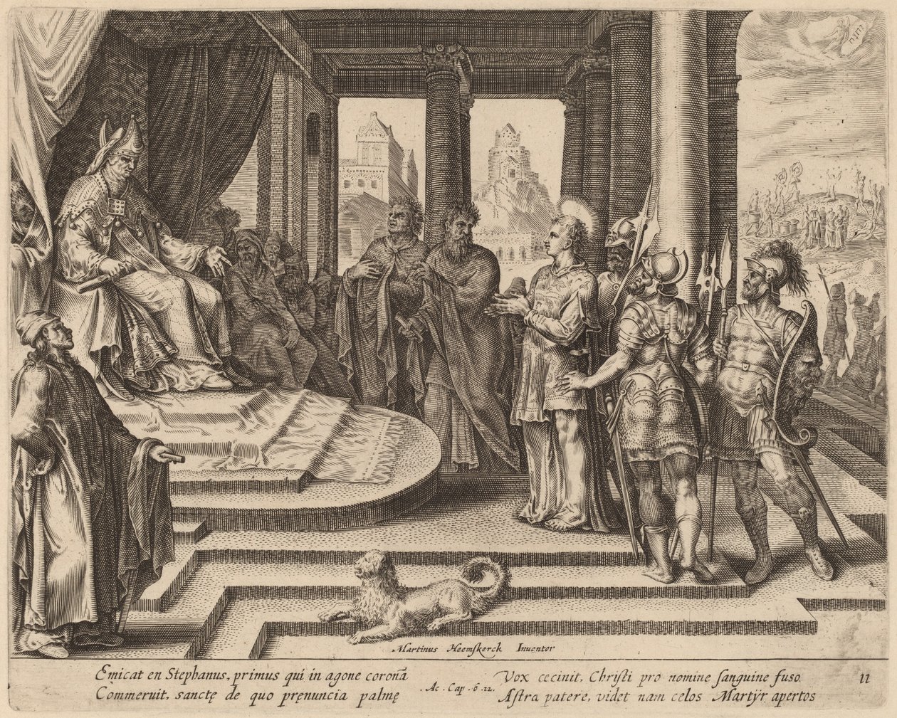 Konsey önünde Aziz Stephen by Philip Galle after Maerten van Heemskerck