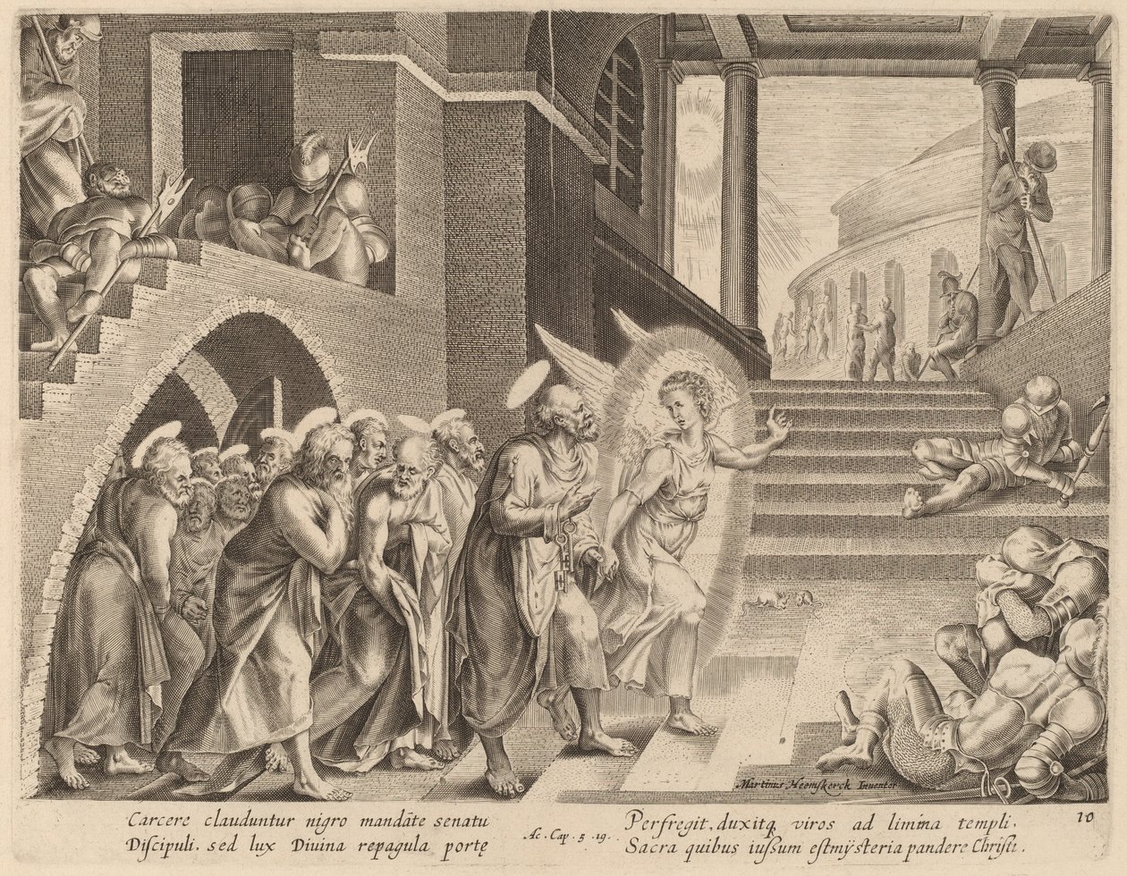 Bir Melek Tarafından Hapishaneden Teslim Edilen Havariler by Philip Galle after Maerten van Heemskerck