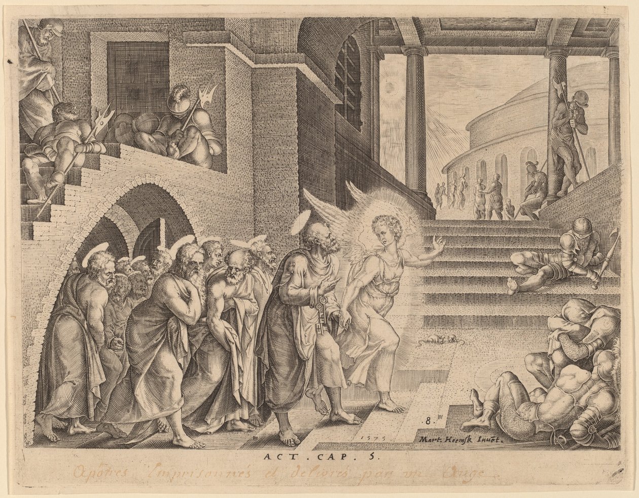 Bir Melek Tarafından Hapishaneden Teslim Edilen Havariler by Philip Galle after Maerten van Heemskerck