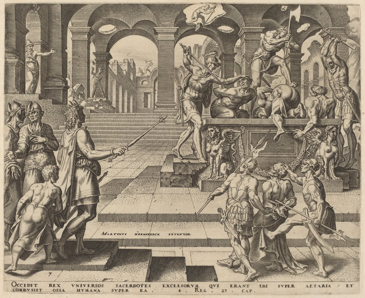 Samiriye Rahiplerinin Katliamı by Philip Galle, after Maerten van Heemskerck