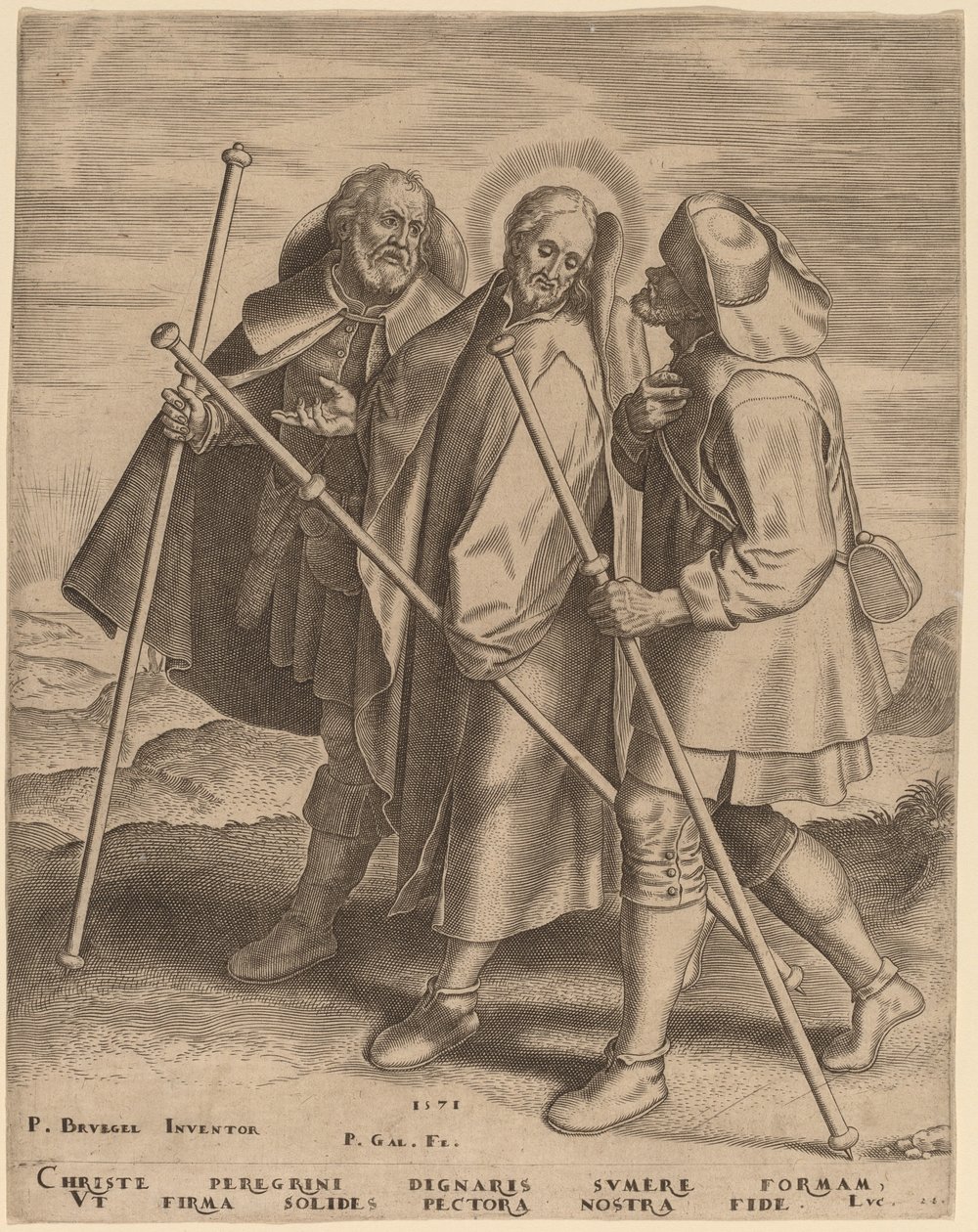 Emmaus Yolunda İsa ve Havarileri by Philip Galle after Pieter Bruegel the Elder