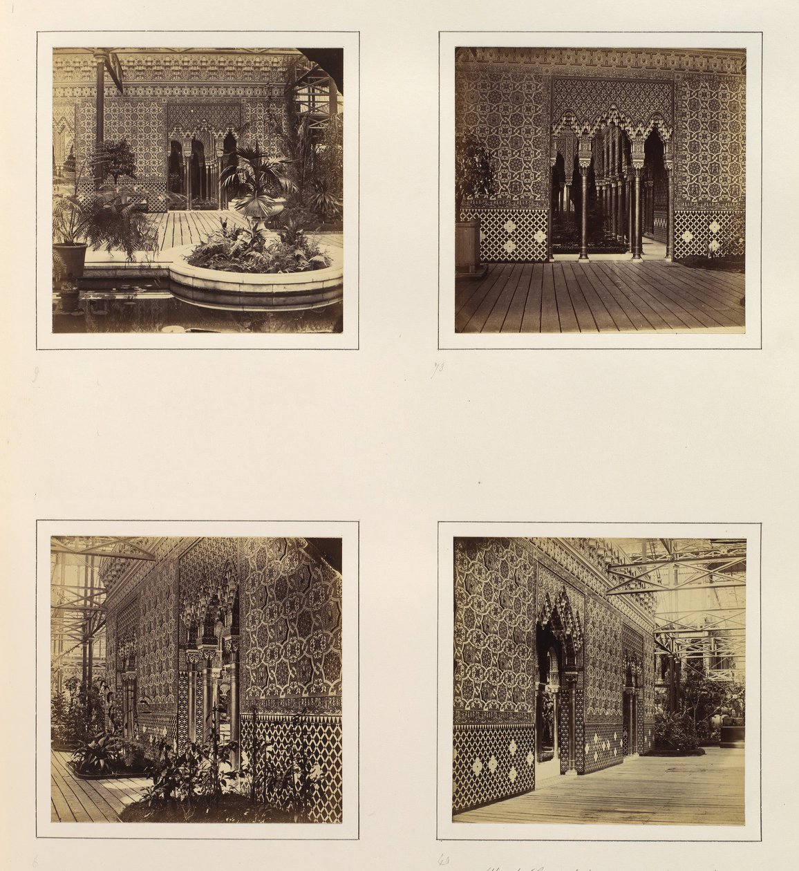 [Alhambra Avlusu Cephe Nefe Doğru, Elhamra Avlusu Giriş Yolu, Yandan Görünüm ..., yak. 1859. by Philip Henry Delamotte.