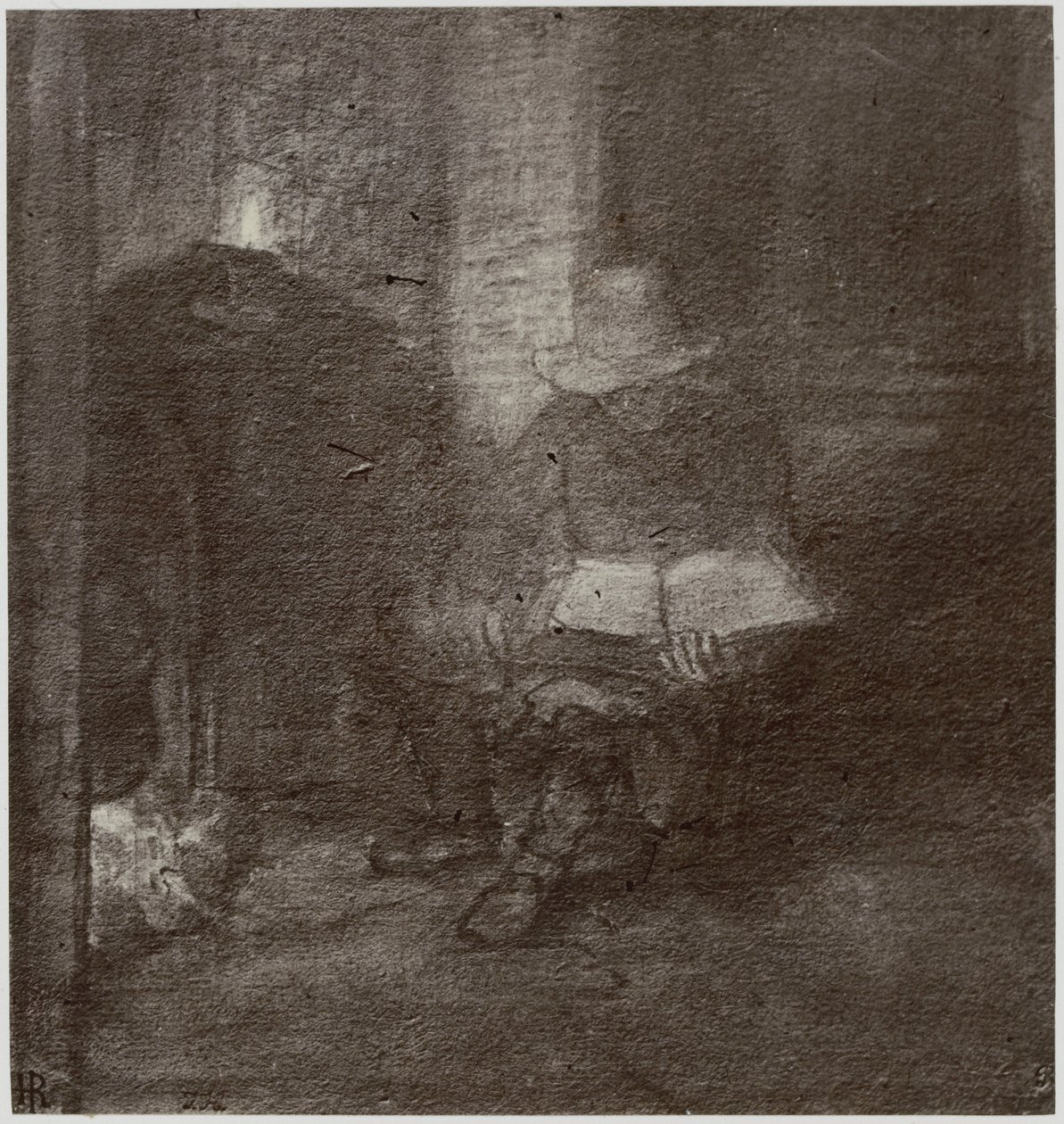 Rembrandt, Yaşlı Bir Adam okuyor by Philip Henry Delamotte