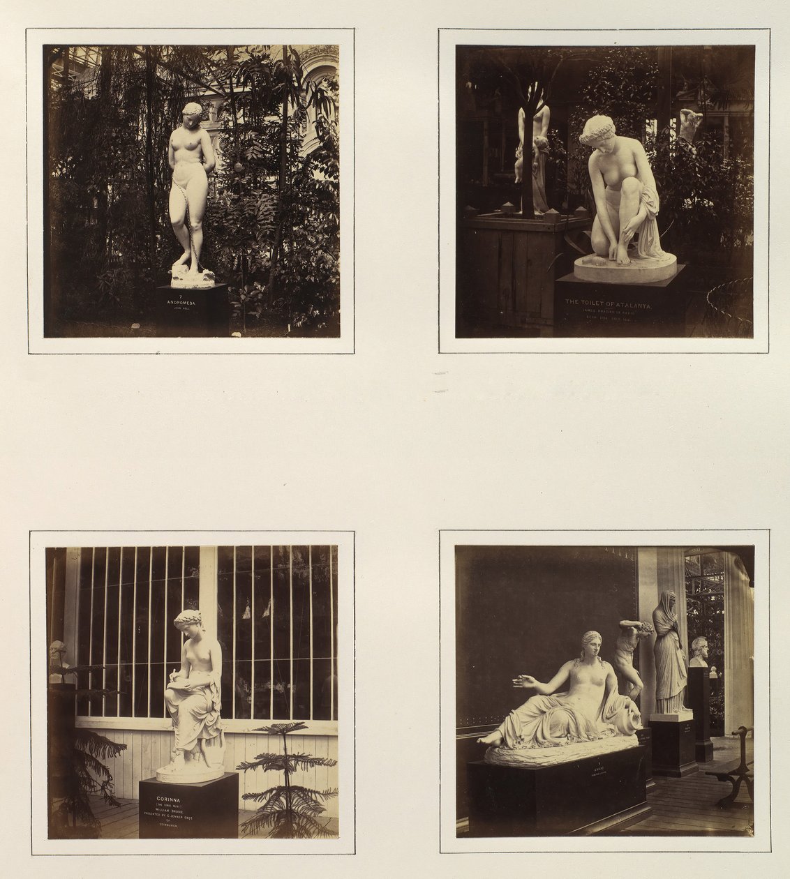 [Andromeda, Atalanta Tuvaleti, Corinna ve Naiad Heykelleri], yak. 1859. by Philip Henry Delamotte.