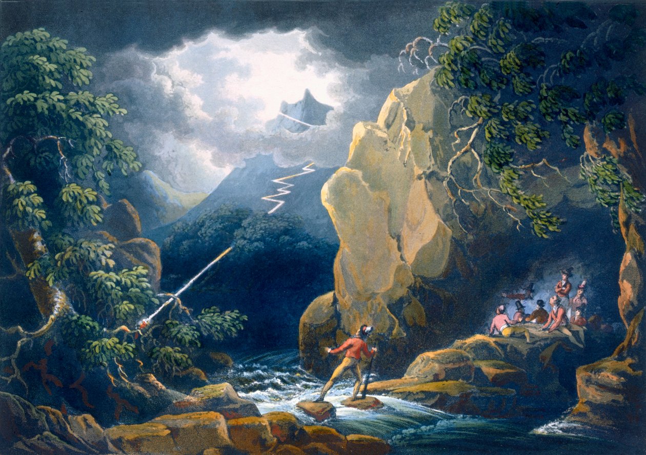 Yıldırım Flaşı: Bir Dağ Fırtınasında Yakalandı, pub. 1805. by Philip James