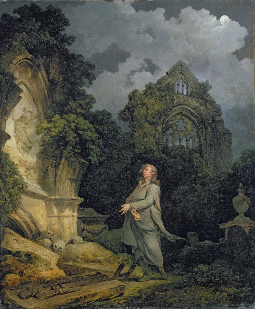 Mehtaplı bir kilise bahçesine ziyaretçi by Philip James de Loutherbourg