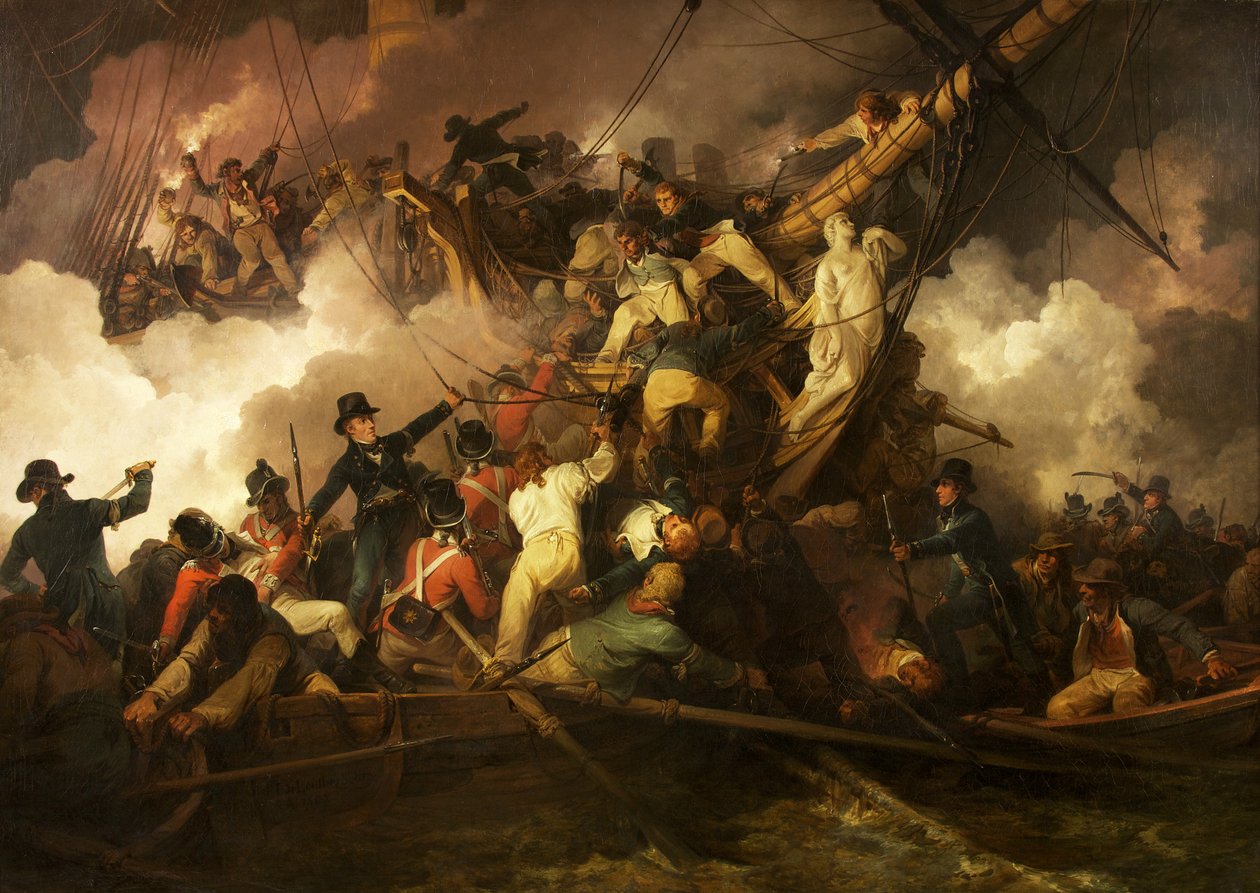 Fransız Corvette 'La Chevrette'in Kesimi by Philip James de Loutherbourg