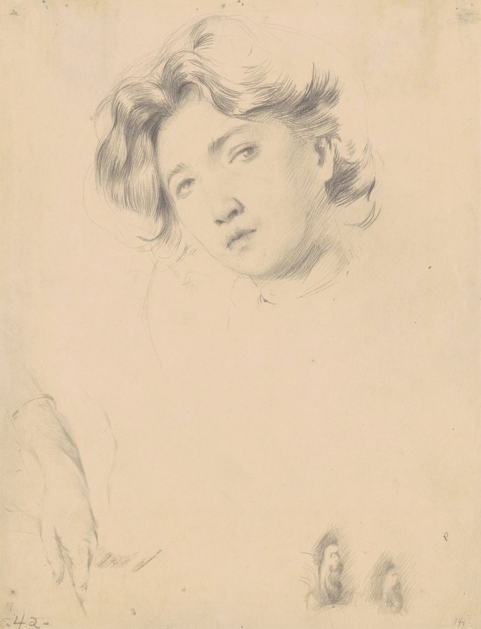 Bir Kızın Başı Çalışması, c.1900 (dokuma kağıt üzerine grafit) by Philip Leslie Hale