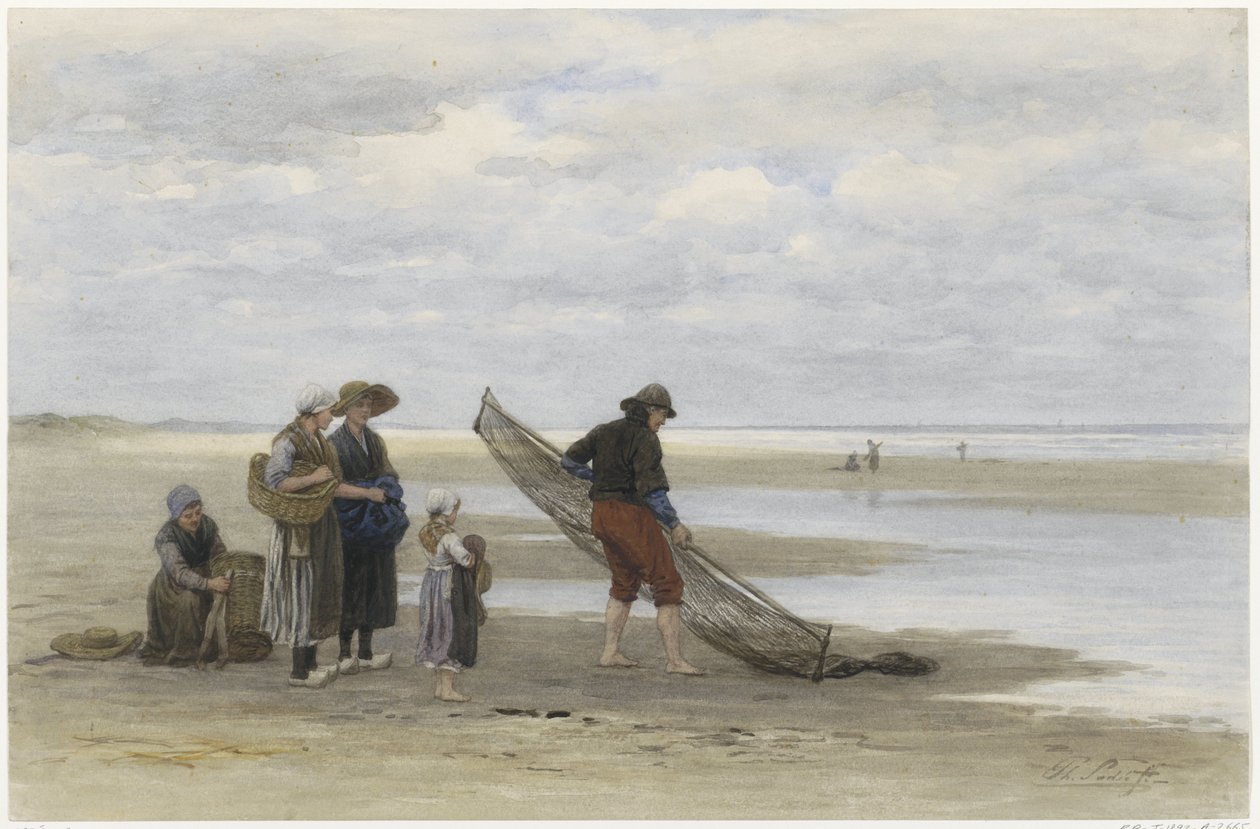 Sahilde karides balıkçısı Pêcheur de crevettes (nesnedeki başlık) by Philip Sadée