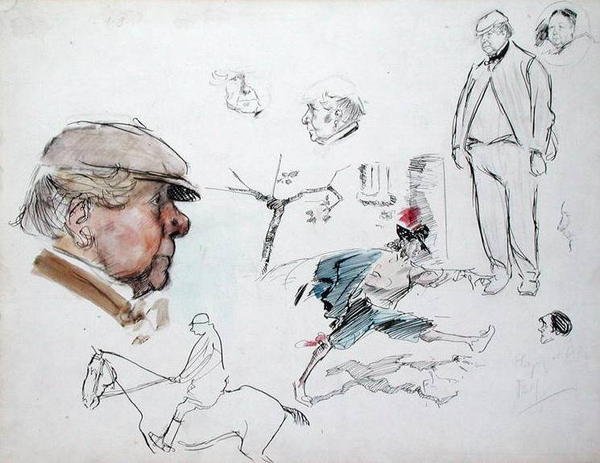 Çalışmalar, c.1894 (kalem ve mürekkep ve kağıt üzerine sulu boya) by Philip William May
