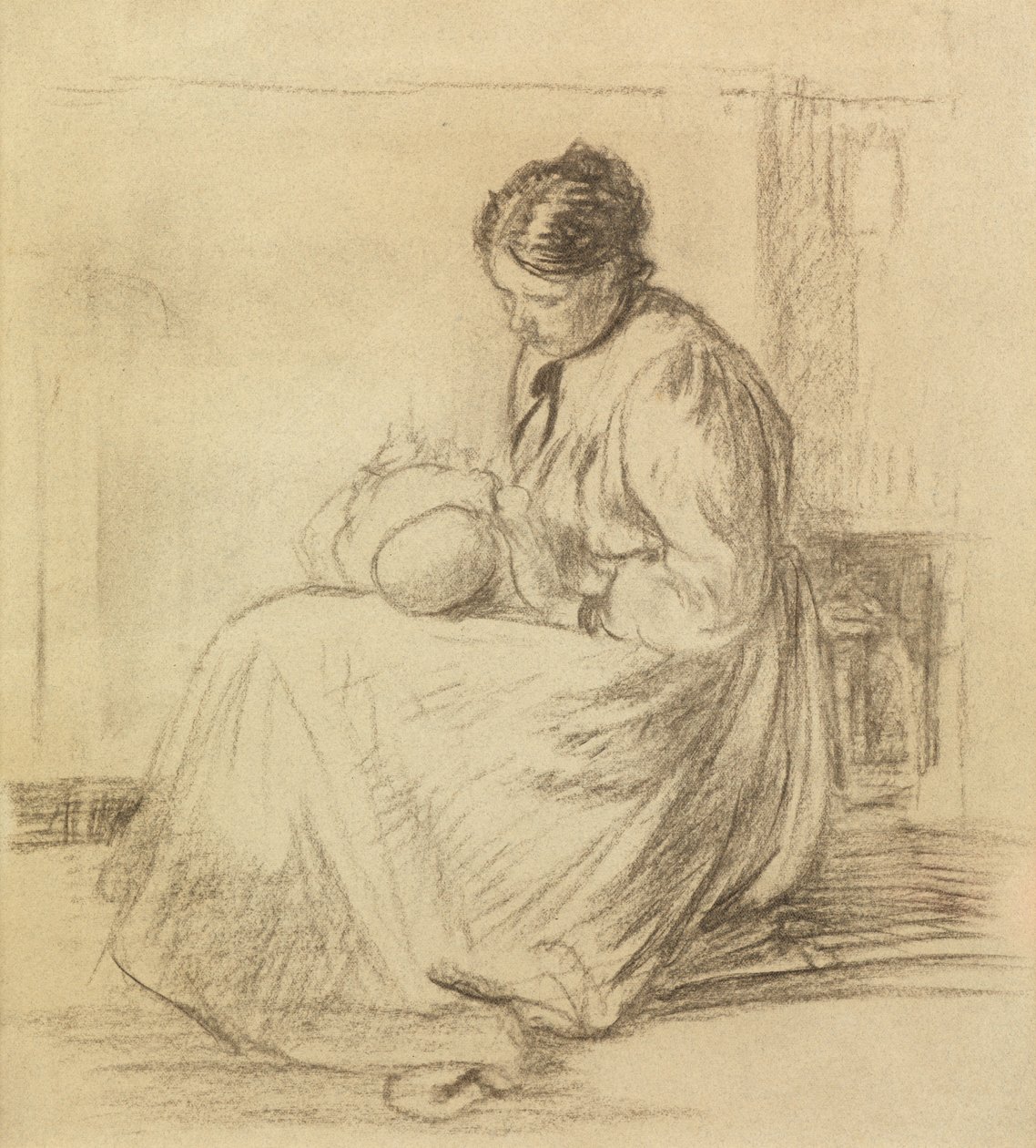Anne ve Çocuk (tebeşir) by Philip Wilson Steer