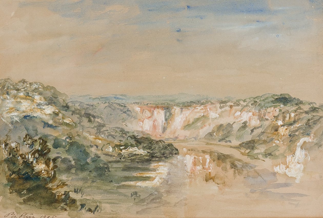 The Bend in the River, Chepstow yakınlarında, Monmouthshire, 1905 (kağıt üzerinde wc ve guaj boya) by Philip Wilson Steer
