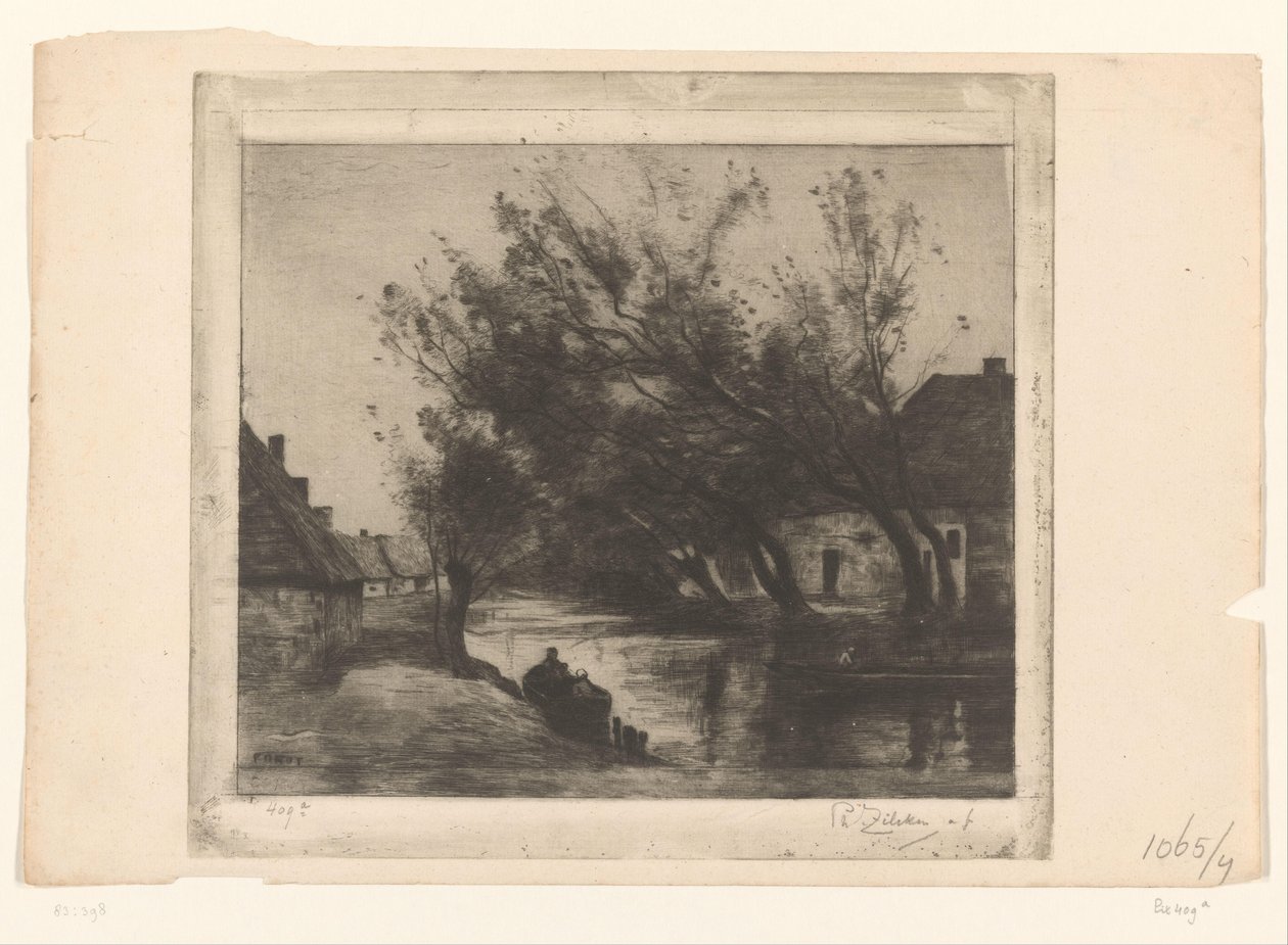 Hendek ve teknelerle köy manzarası Paysage (orijinal başlık) by Philip Zilcken (signed by artist)
