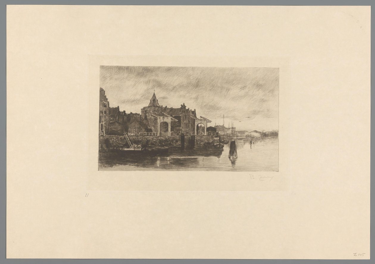 Schreierstoren Le Schreierstoren (orijinal başlık) Jacob Maris'in tepesinde Amsterdam manzarası. On İki Manzara (dizi başlığı) by Philip Zilcken (signed by artist)