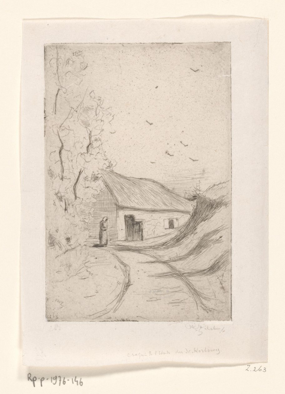 Bir ülke yolunda ev Chaumiere a Vleurgat (Brüksel) (orijinal başlık) by Philip Zilcken (signed by artist)