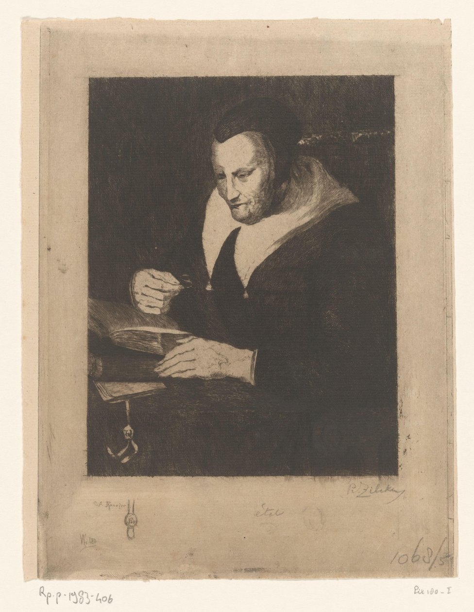 yaşlı kadın okuma Vieille femme lisant (orijinal başlık) by Philip Zilcken (signed by artist)