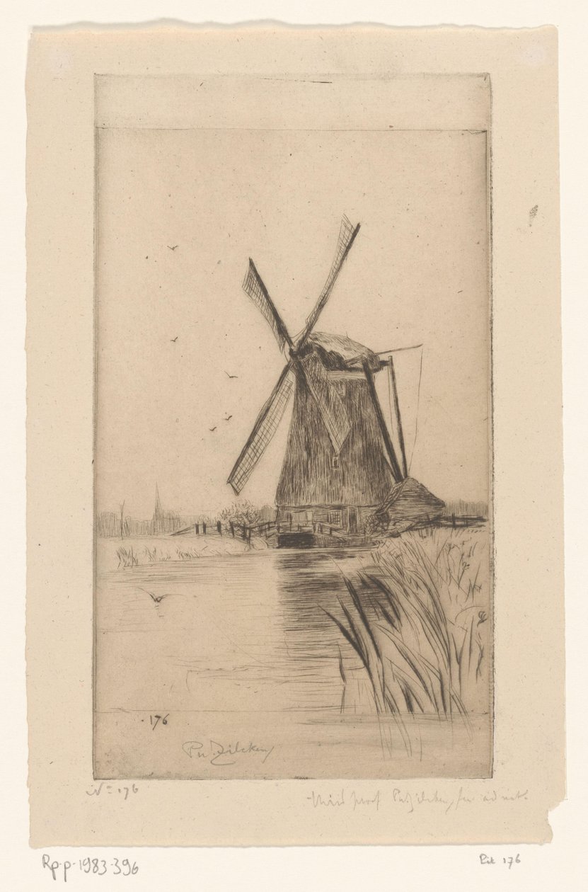 Manzara içinde yel değirmeni Mon Moulin (orijinal başlık) by Philip Zilcken (signed by artist)