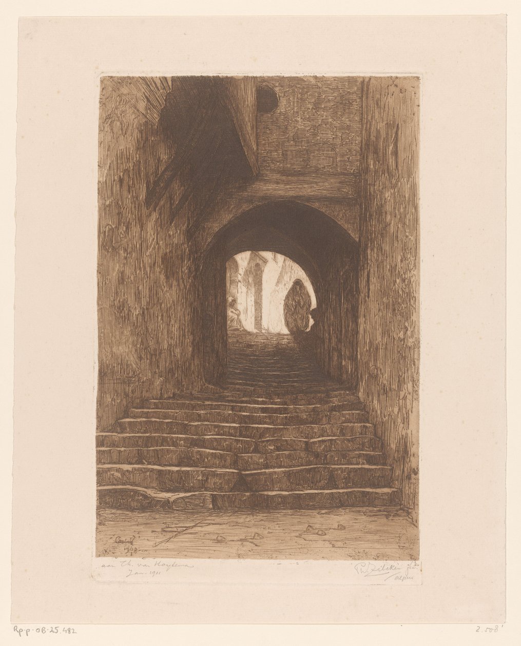 Cezayir Rue d'Heliopolis'te merdivenli sokak (orijinal başlık) by Philip Zilcken (signed by artist)