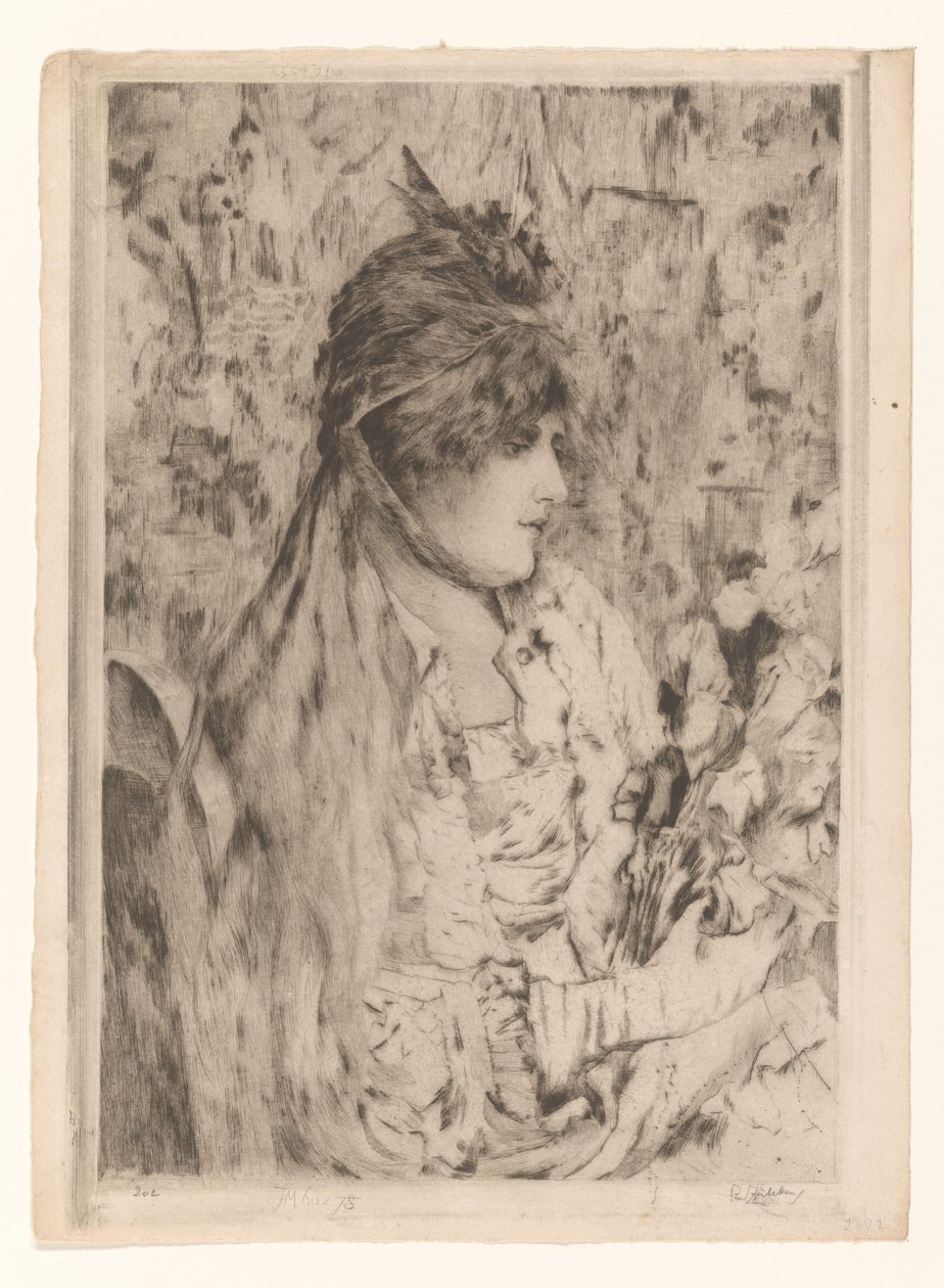 buket çiçek olan kadın La Bête a Bon Dieu (orijinal başlık) by Philip Zilcken (signed by artist)