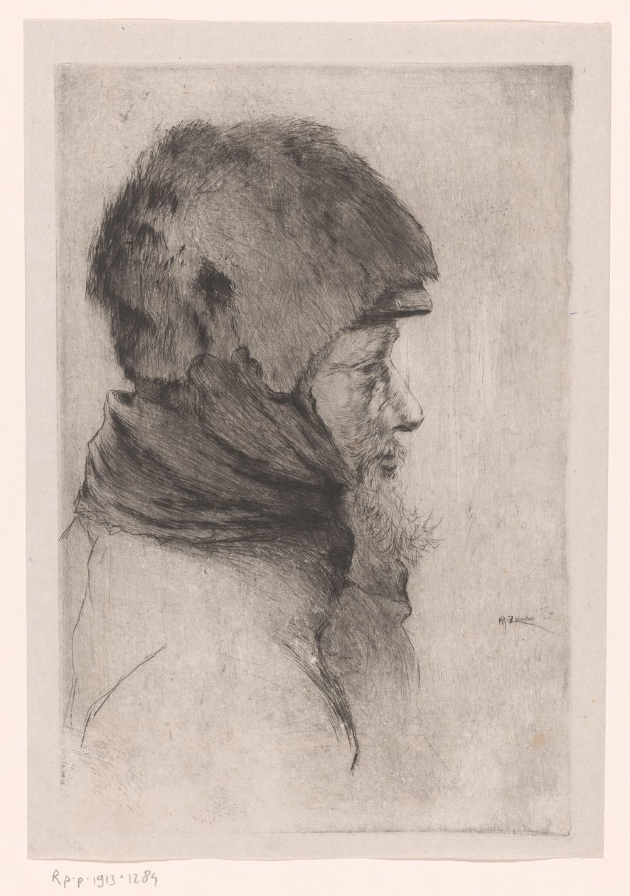 Profilde yaşlı bir adamın başı Old Mendiant (orijinal başlık) by Philip Zilcken