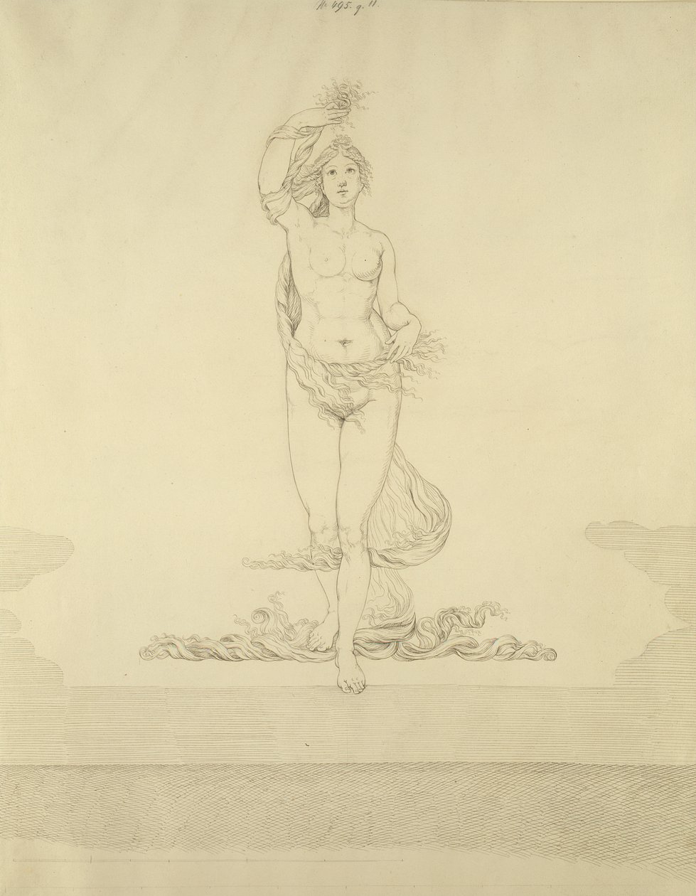 Aurora, 1807 (kağıt üzerinde kurşun izi olan kalem ve gri mürekkep) by Philipp Otto Runge