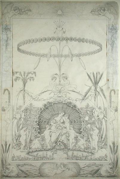 Day (bakır taslak ve alternatif versiyon), 1803 (kurşun izi üzerinde kalem ve siyah mürekkep) by Philipp Otto Runge