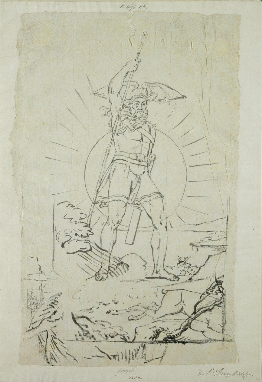 Fingal, 1804-5 (kağıt üzerine kalem, mürekkep ve kurşun kalem) by Philipp Otto Runge