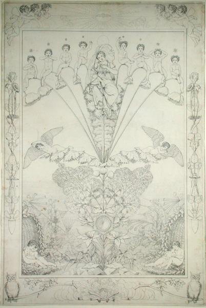 Gece (bakır taslak), 1803 (kağıt üzerine kalem ve siyah mürekkep) by Philipp Otto Runge