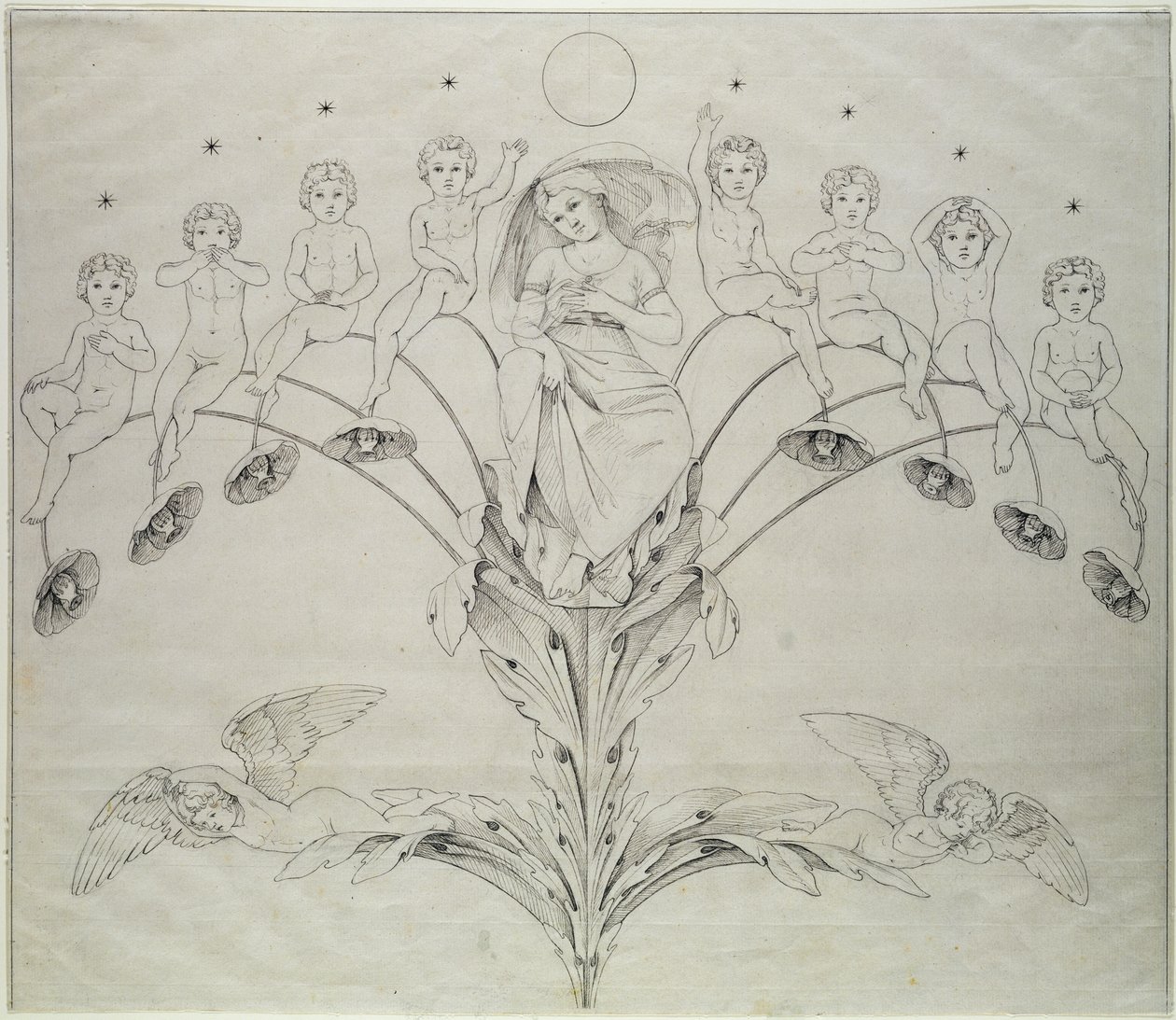 Gece, 1803 (kağıt üzerine mürekkep) by Philipp Otto Runge
