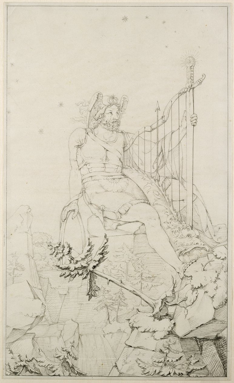 Ossian, 1804-5 (kağıt üzerinde kurşun kalemle yıkayın) by Philipp Otto Runge